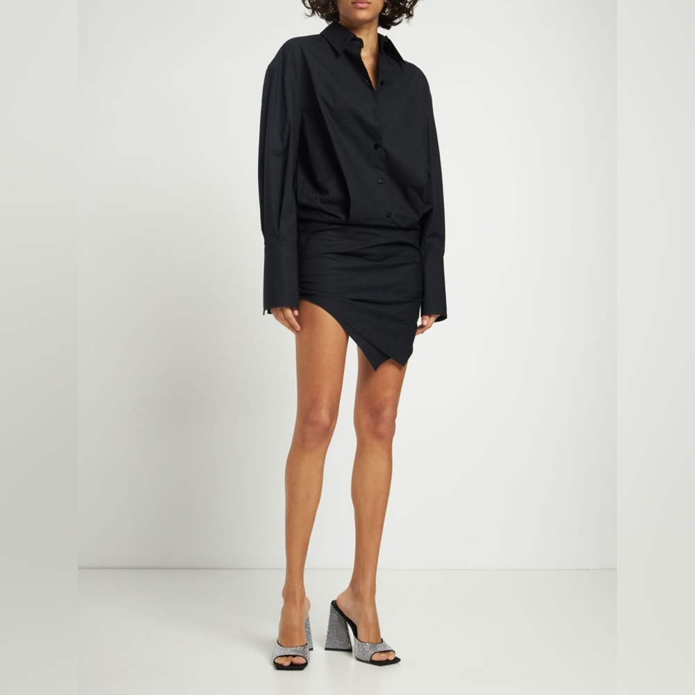 Attico Hatty asymmetric cotton-poplin mini shirt dress